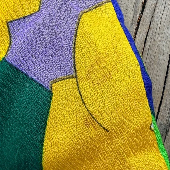 1960s 70s Handmade Day Flo Floral Barkcloth Palazzo Pants - Picture 12 of 13